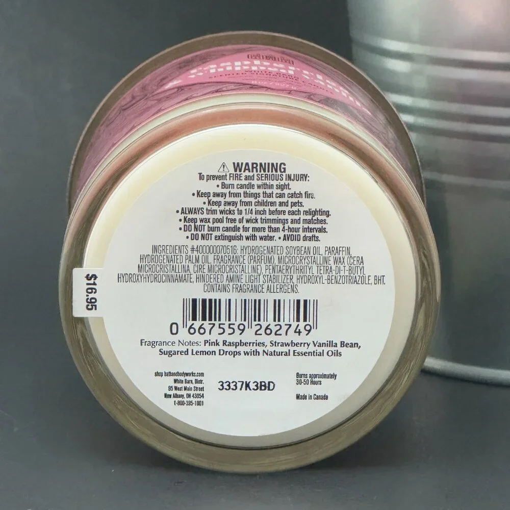BBW Raspberries & Whipped Vanilla White Barn Bath & Body Works Single Wick Candl - Picture 9 of 10
